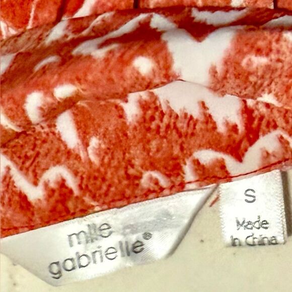 Mlle Gabrielle" Stylish Orange and White Patterned Dress, Size Small - Picture 4 of 7